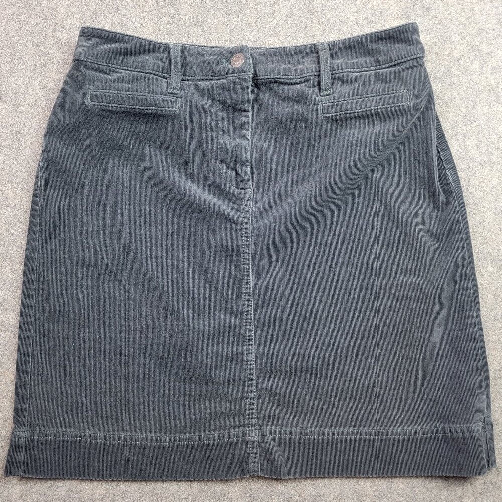 Talbots Skirt Womens 6 Petite Gray Corduroy Stretch Knee Length Classic